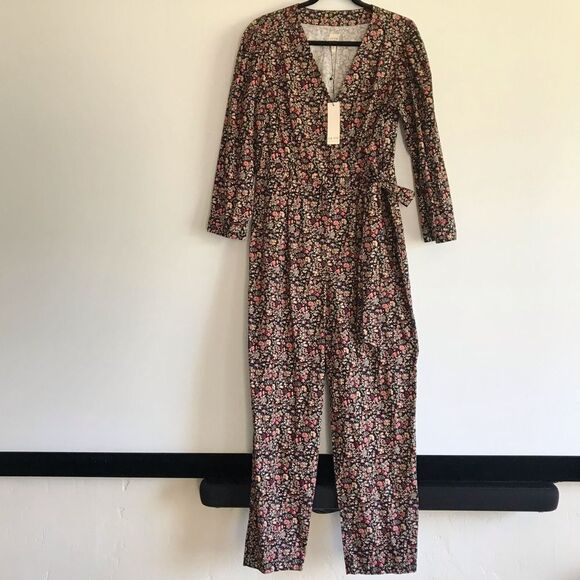 Rebecca Taylor La Vie Gitane Floral Wrap Cotton Long Sleeve Jumpsuit Size Large - Picture 14 of 16